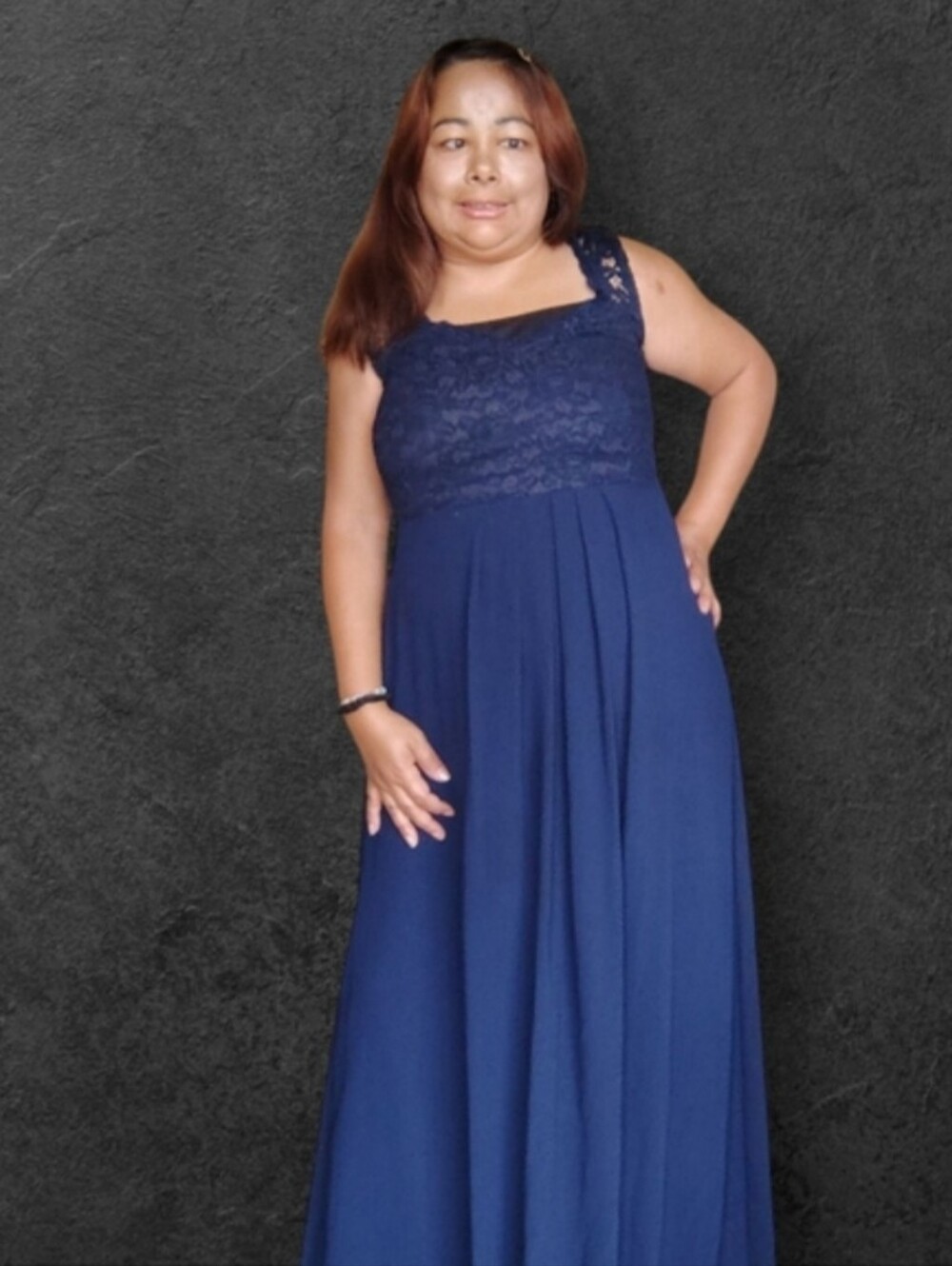 Miusol Women's Medium Navy Lace Formal Maxi Dress